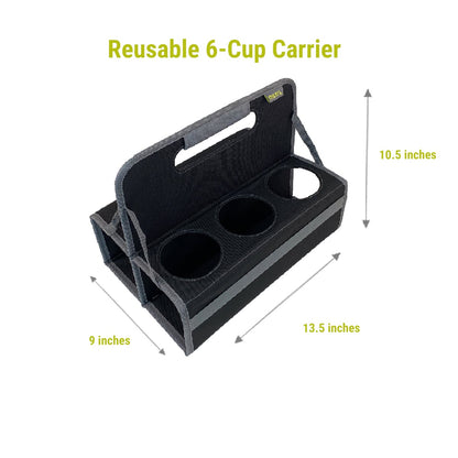 Reusable 4-Cup Drink Carrier - Black